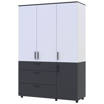 Шкаф для одежды Торн Doros (Дорос) 3 ДСП/3Ш (штанга) 135х51,6х200 см антрацит / белый 44900517 фото мебель