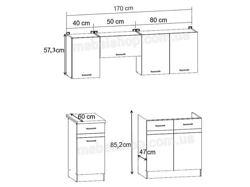 Кухня 170 ZBL JUNONA LINE BRW білий / дуб делано світлий K24-JUNONA_MODUL_WER_2/170_ZBL-BI/DDJ/LMC фото меблі