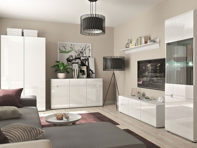 Комод KOM3D3S/8/15 AZTECA TRIO BRW білий / білий глянець S504-KOM3D3S/8/15-BI/BIP фото меблі