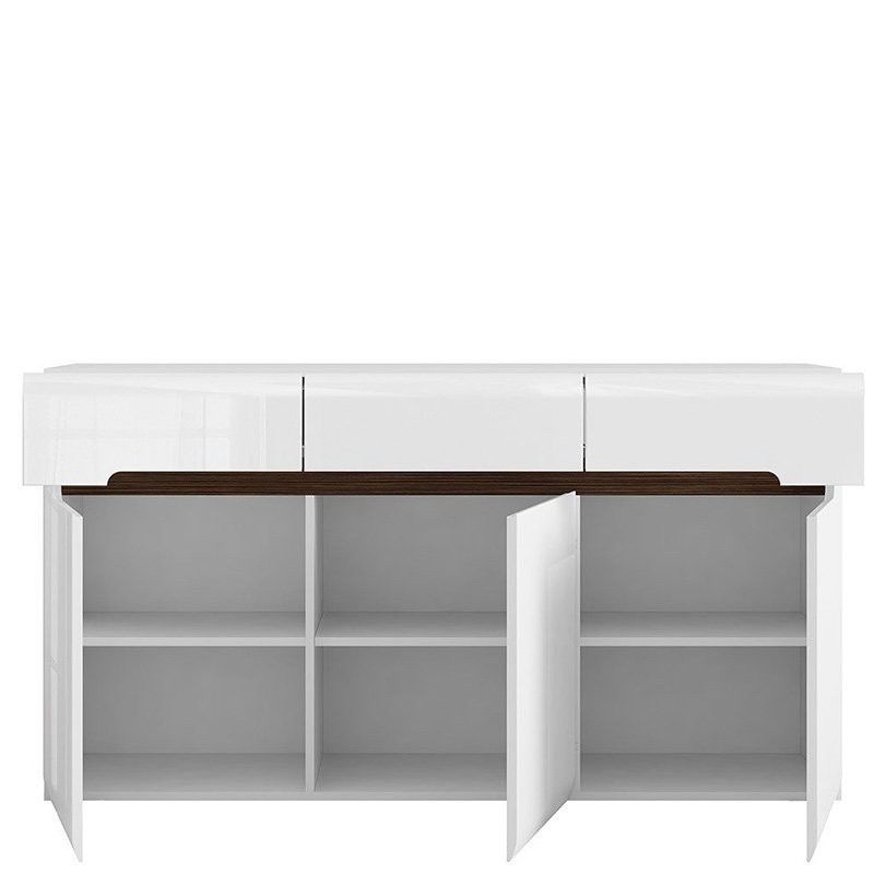 Комод KOM3D3S/8/15 AZTECA TRIO BRW білий / білий глянець S504-KOM3D3S/8/15-BI/BIP фото меблі