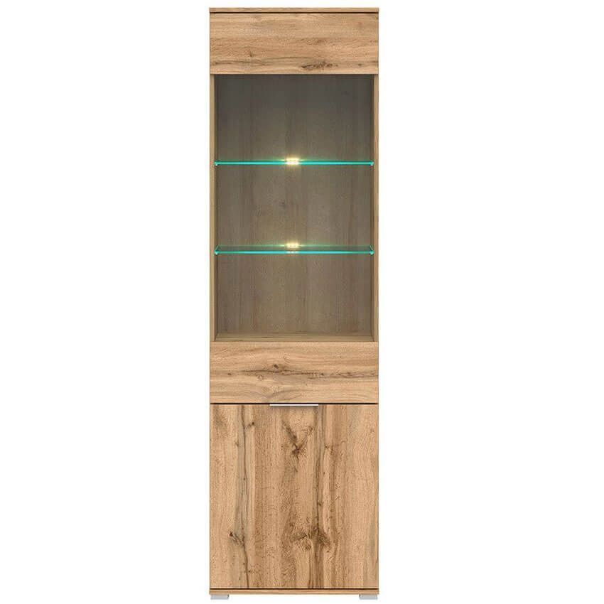 Витрина с подсветкой REG1W1D_LED ZELE BRW дуб вотан S383-REG1W1D+LED-DWO фото мебель