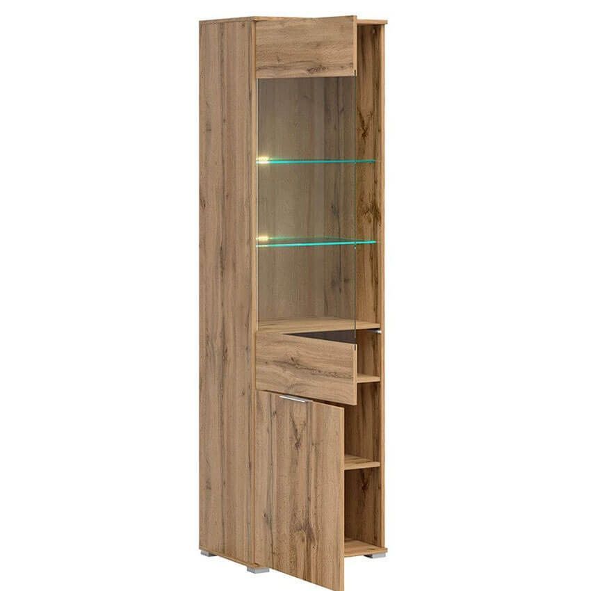 Витрина с подсветкой REG1W1D_LED ZELE BRW дуб вотан S383-REG1W1D+LED-DWO фото мебель