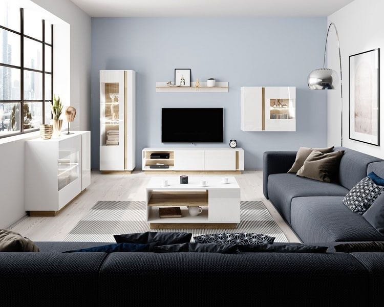 Стіл журнальний Perfect Home Арко / Arco (Marco) 100х60 см білий глянець / дуб грандсон PHARCO9B фото меблі