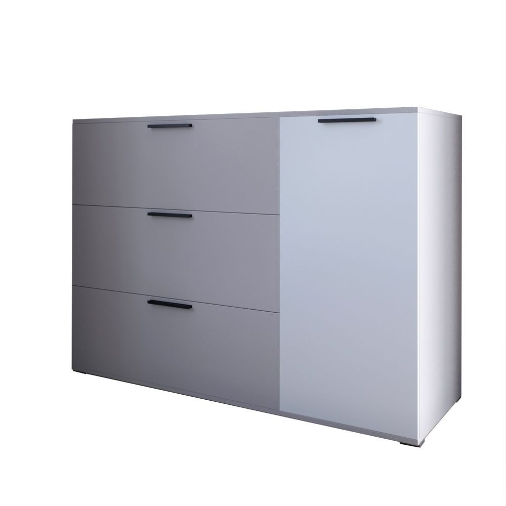 Комод LION Краш с тремя ящиками и закрытыми полками 120x86x43 см кашемир / нимфея альба 30885 фото мебель