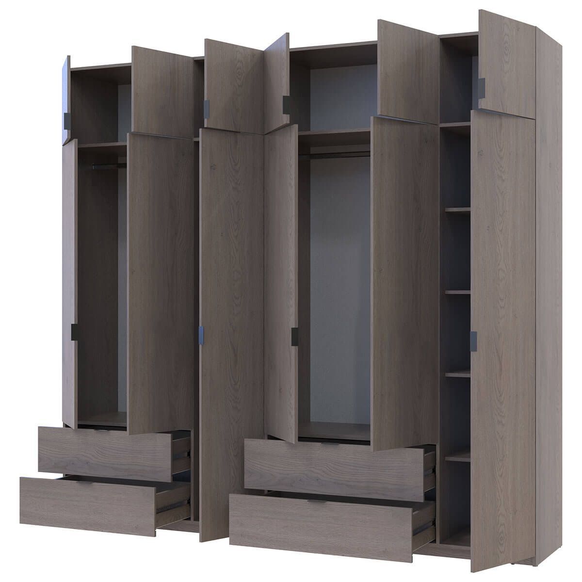 На фото наповнення шафи з антресоллю Лукас Doros (Дорос) 3+3 ДСП 255х50х240 см канноло