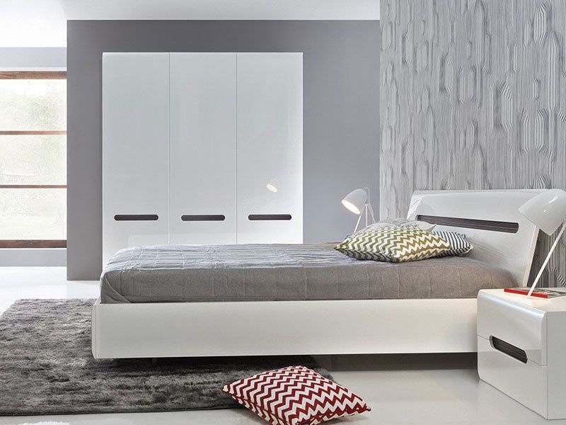 Кровать LOZ/160 (каркас)  AZTECA TRIO BRW белый / белый глянец S504-LOZ/160-BI/BIP фото мебель