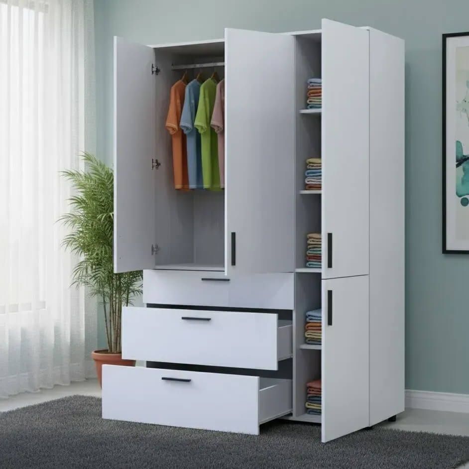 Шкаф для одежды Торн Doros (Дорос) 3 ДСП/3Ш (штанга) 135х51,6х200 см белый 44900485 фото мебель