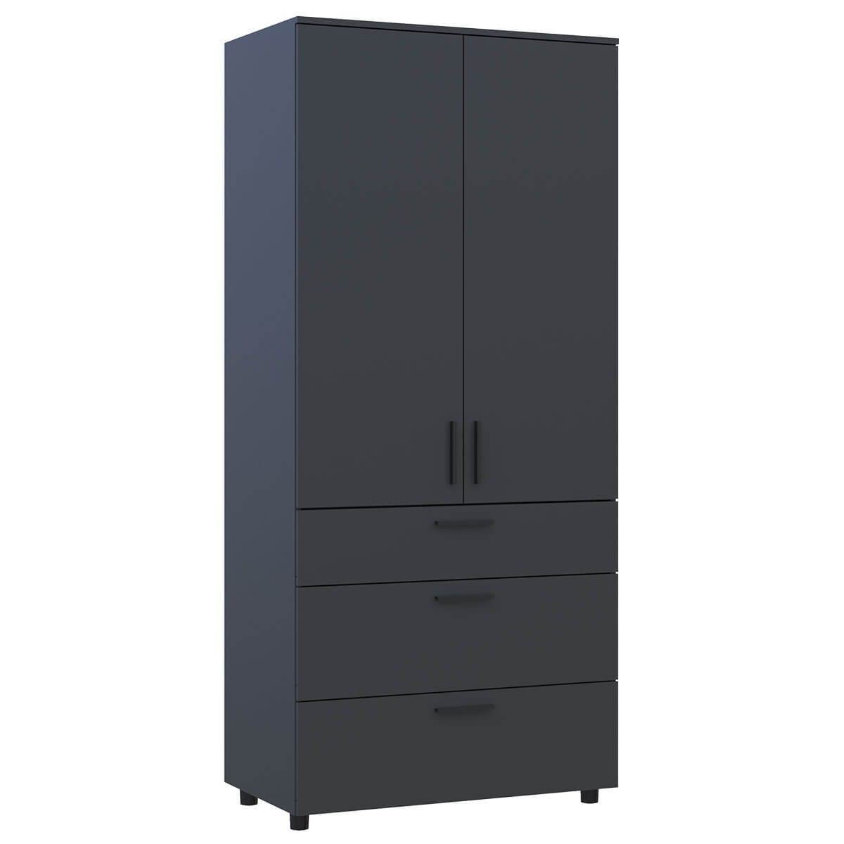 Шафа розпашна Торн Doros (Дорос) 2 ДСП/3Ш (полиці) 90х51,6х200 см антрацит 44900446 фото меблі