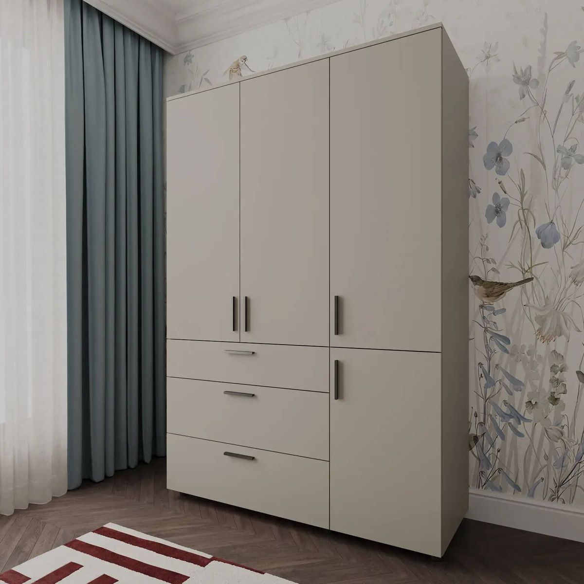 Шафа для одягу Торн Doros (Дорос) 3 ДСП/3Ш (штанга) 135х51,6х200 см кашемір 44900497 фото меблі