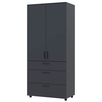 Шкаф распашной Торн Doros (Дорос) 2 ДСП/3Ш (полки) 90х51,6х200 см антрацит 44900446 фото мебель