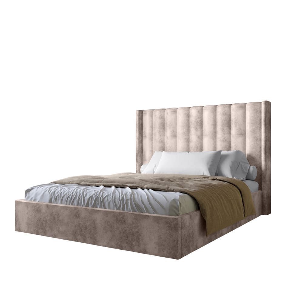 Двоспальне ліжко з м'яким ізголів'ям LION Ніно 180x200 см SILK 402 лотус 30788 фото меблі