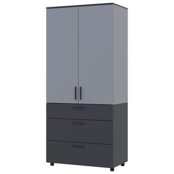 Шкаф распашной Торн Doros (Дорос) 2 ДСП/3Ш (полки) 90х51,6х200 см антрацит / серый  44900474 фото мебель