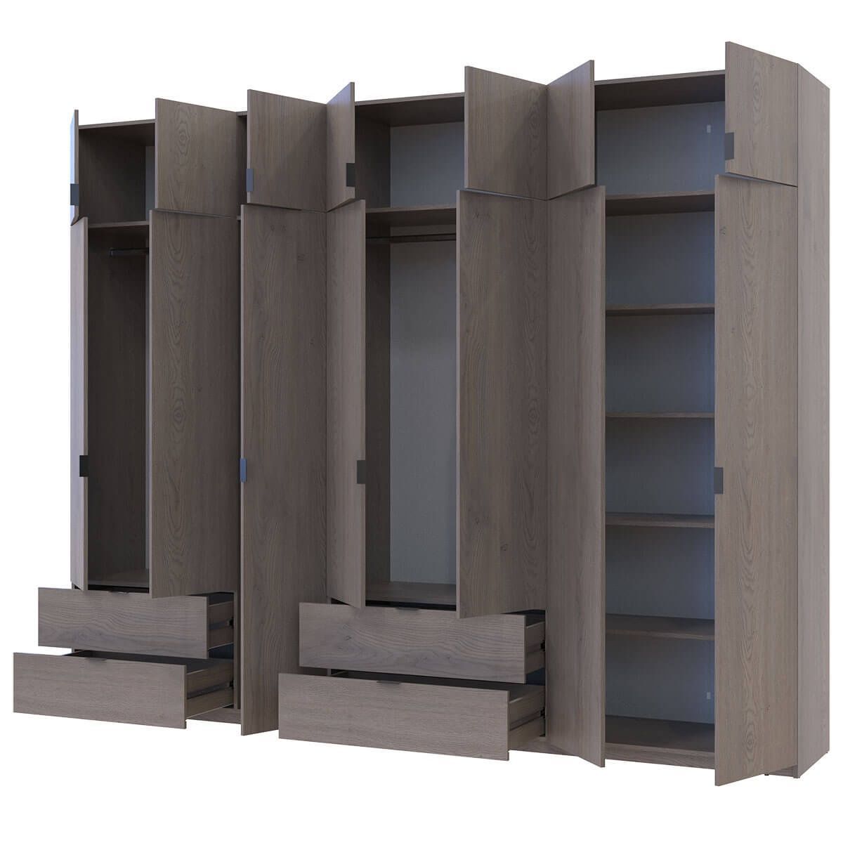 На фото наповнення шафи з антресоллю Лукас Doros (Дорос) 3+4 ДСП 300х50х240 см канноло