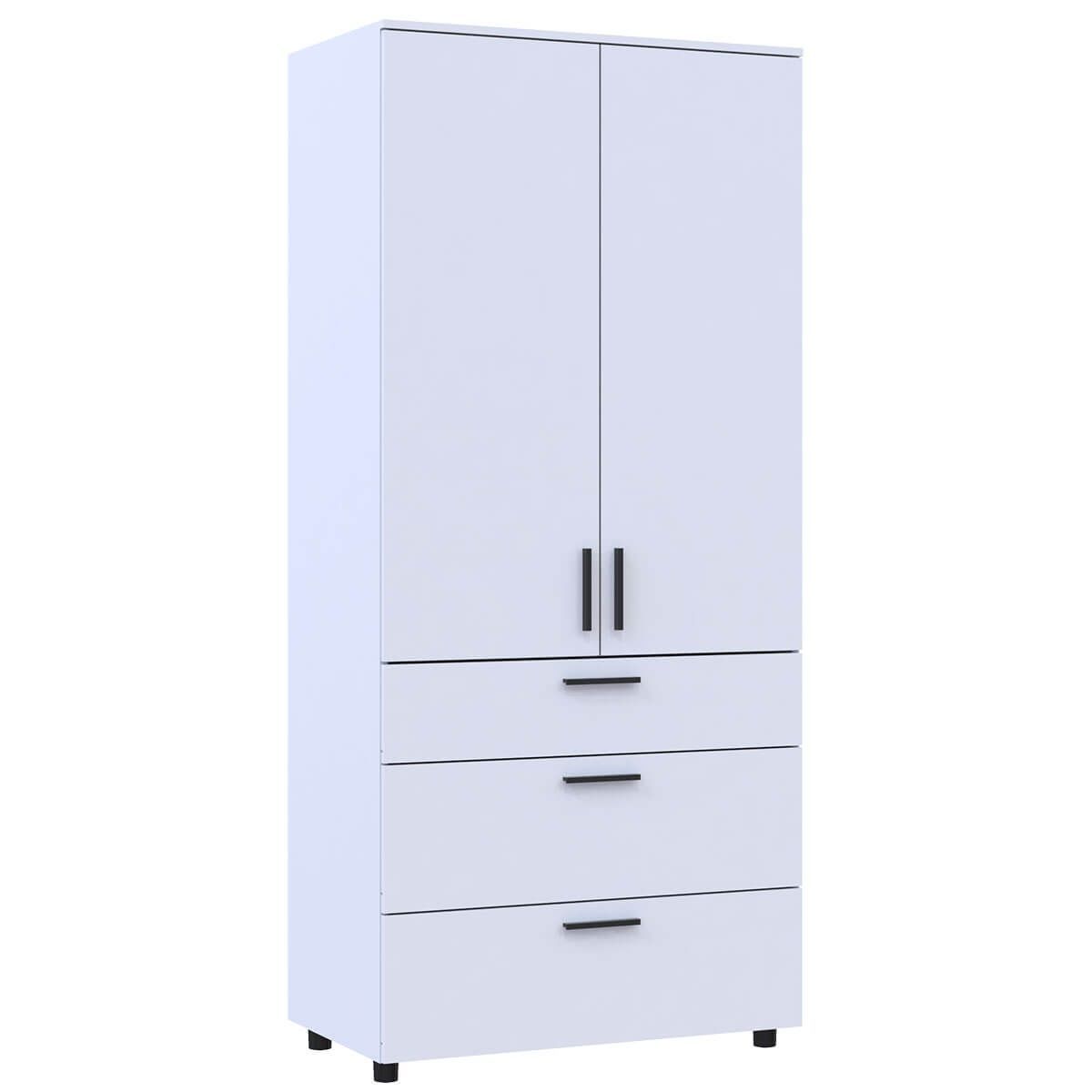 Шафа розпашна Торн Doros (Дорос) 2 ДСП/3Ш (полиці) 90х51,6х200 см білий 44900438 фото меблі