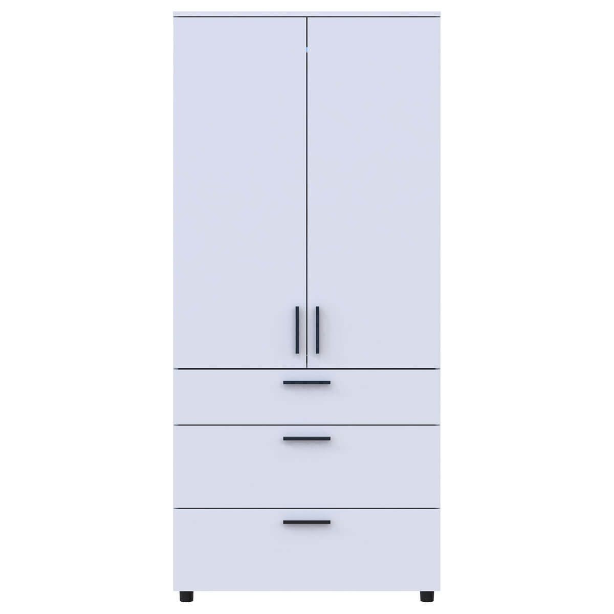 Шафа розпашна Торн Doros (Дорос) 2 ДСП/3Ш (полиці) 90х51,6х200 см білий 44900438 фото меблі