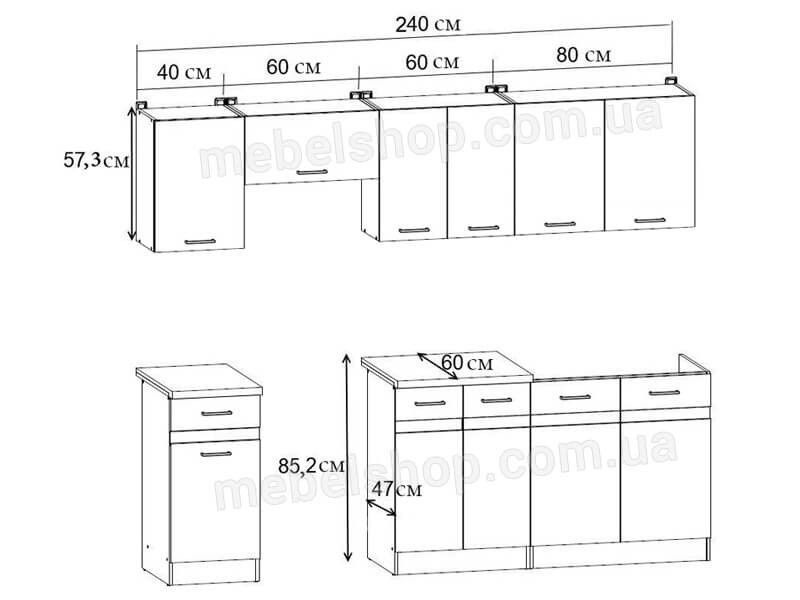 Кухня 240 ZBL JUNONA LINE BRW білий / дуб делано світлий K24-JUNONA_MODUL_WER_2/240_ZBL-BI/DDJ/LMC фото меблі