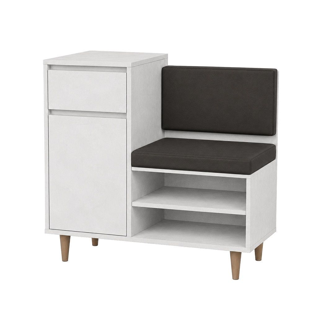 Тумба для взуття з сидінням і шухлядою LION ТО-11 100x40x80 см бетон Style 51745 фото меблі