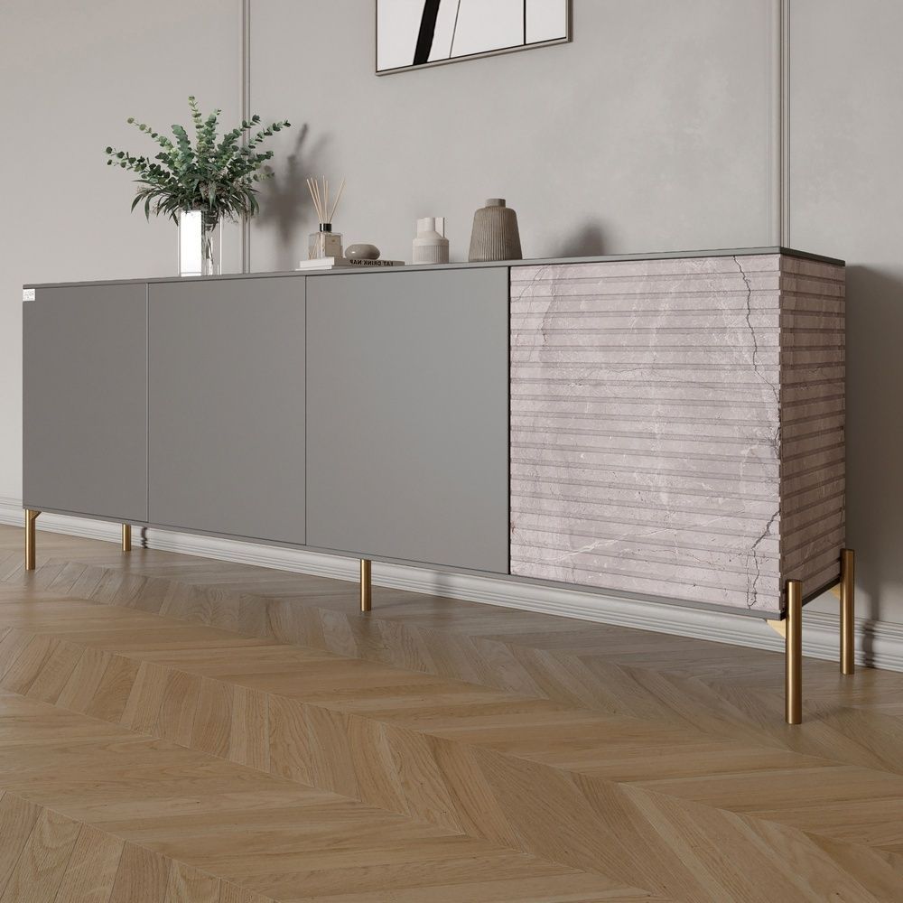 Комплект модульный для гостиной LION Грей 4 элемента с золотыми металлическими ножками бетон Style / кашемир 30691 фото мебель