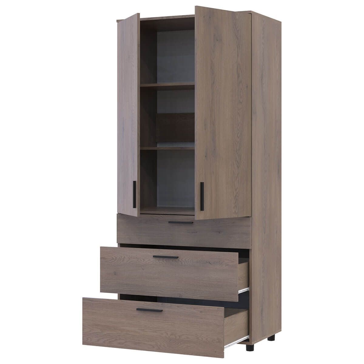 Шкаф распашной Торн Doros (Дорос) 2 ДСП/3Ш (полки) 90х51,6х200 см кремона канноло 44900430 фото мебель