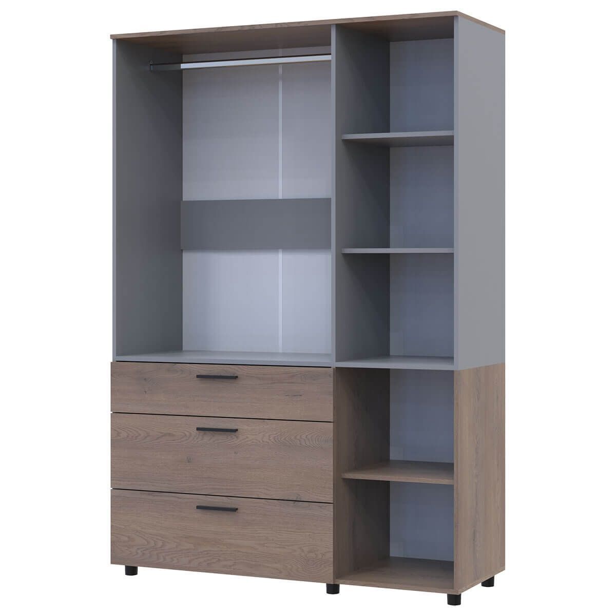 Шкаф для одежды Торн Doros (Дорос) 3 ДСП/3Ш (штанга) 135х51,6х200 см кремона канноло / серый 44900505 фото мебель