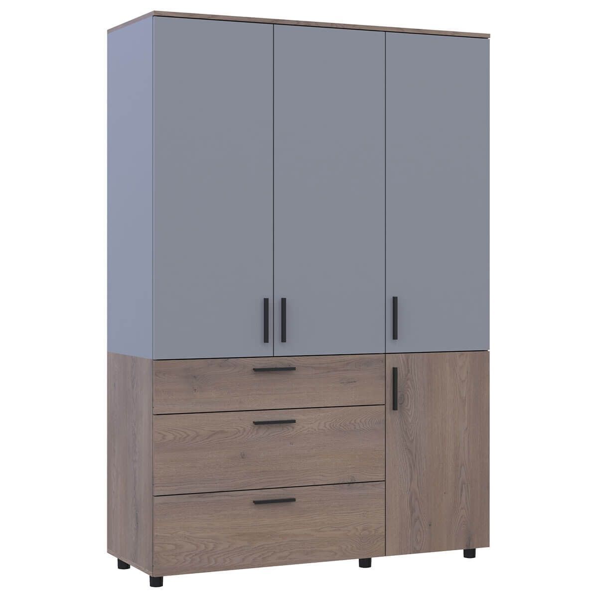 Шкаф для одежды Торн Doros (Дорос) 3 ДСП/3Ш (штанга) 135х51,6х200 см кремона канноло / серый 44900505 фото мебель