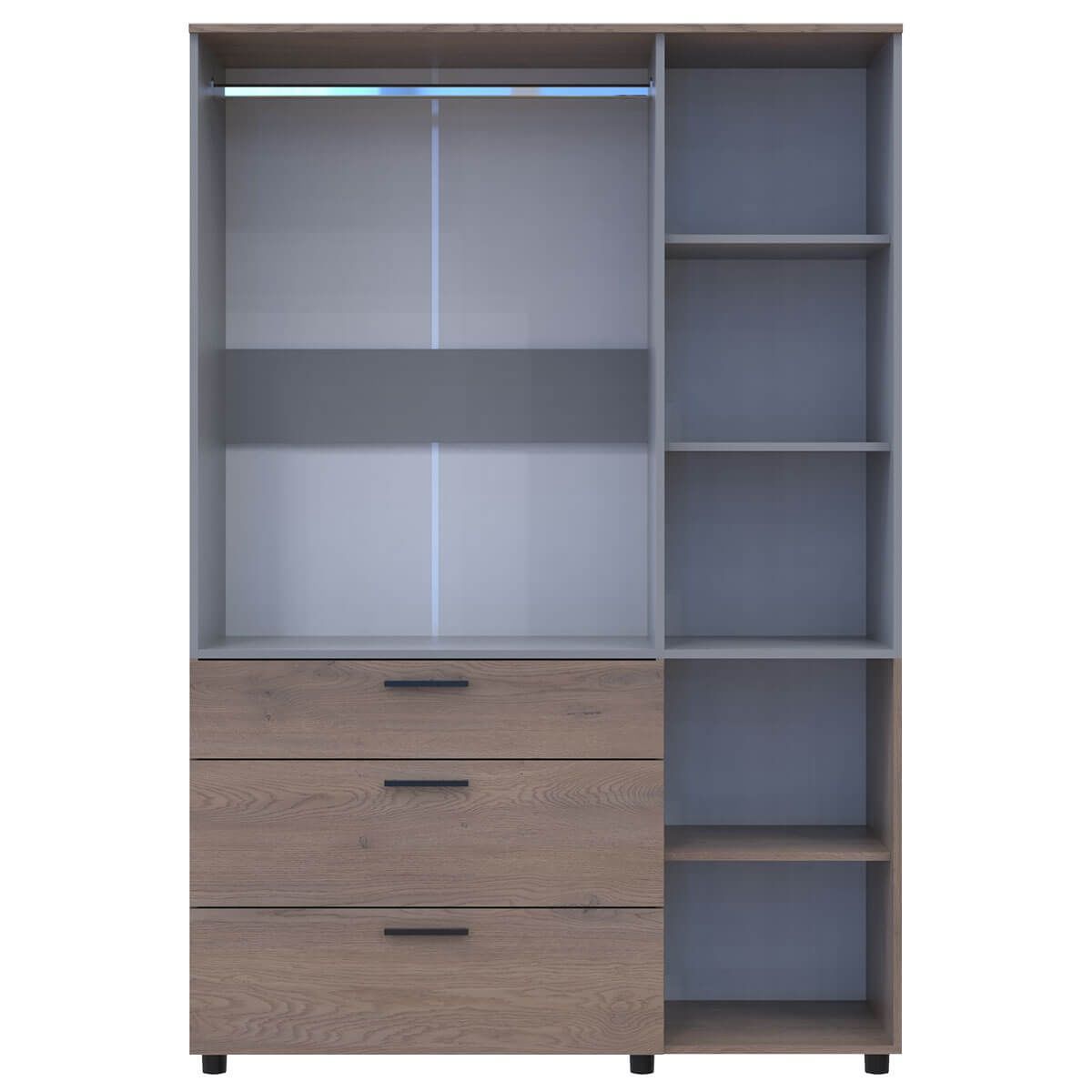Шкаф для одежды Торн Doros (Дорос) 3 ДСП/3Ш (штанга) 135х51,6х200 см кремона канноло / серый 44900505 фото мебель