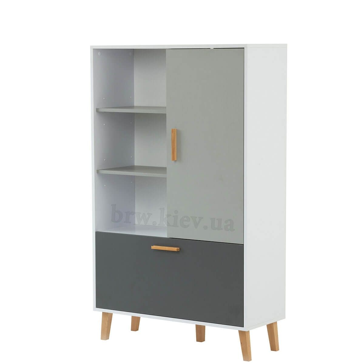 Стеллаж низкий ТИММИ ВМВ / TIMMY VMV 1D1K белый / графит / шиншила 010020030бгш фото мебель