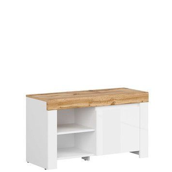 Тумба для взуття REG1D/50 HOLTEN BRW білий / дуб вотан / білий глянець S440-REG1D/50-BI/DWO/BIP фото меблі