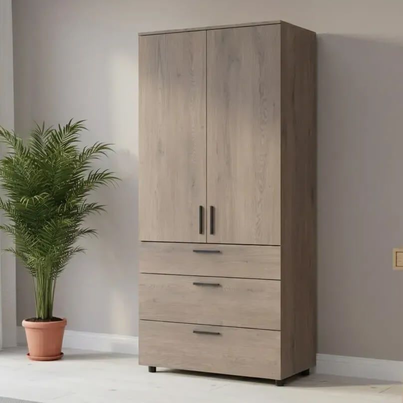 Шкаф распашной Торн Doros (Дорос) 2 ДСП/3Ш (полки) 90х51,6х200 см кремона канноло 44900430 фото мебель