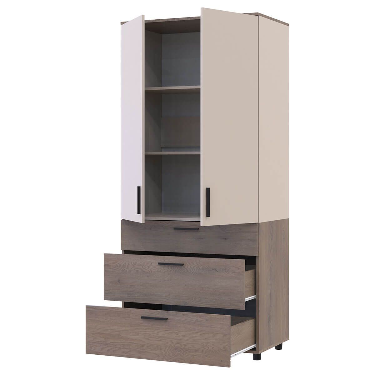 Шафа розпашна Торн Doros (Дорос) 2 ДСП/3Ш (полиці) 90х51,6х200 см кремона канноло / кашемір 44900454 фото меблі