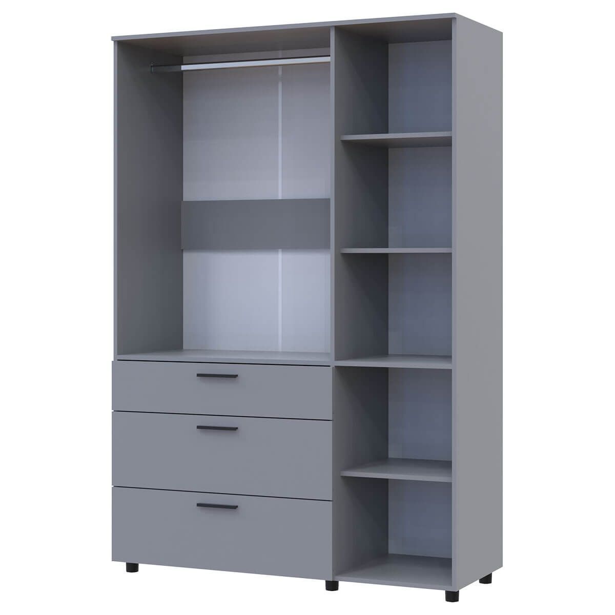 Шкаф для одежды Торн Doros (Дорос) 3 ДСП/3Ш (штанга) 135х51,6х200 см серый 44900489 фото мебель