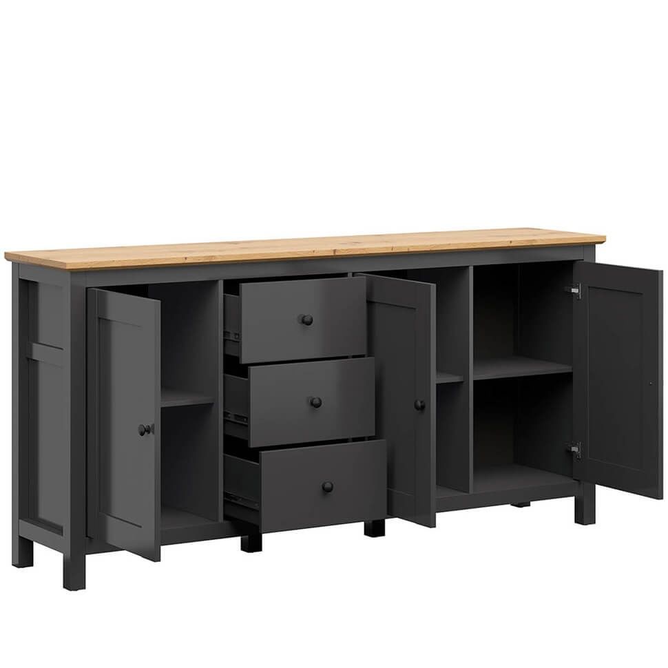 Комод KOM3D3S/10/20 HESEN BRW графіт / дуб артизан S515-KOM3D3S/10/20-GF/DASN фото меблі