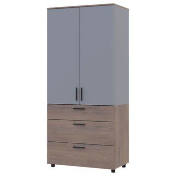 Шкаф распашной Торн Doros (Дорос) 2 ДСП/3Ш (полки) 90х51,6х200 см кремона канноло / серый 44900458 фото мебель
