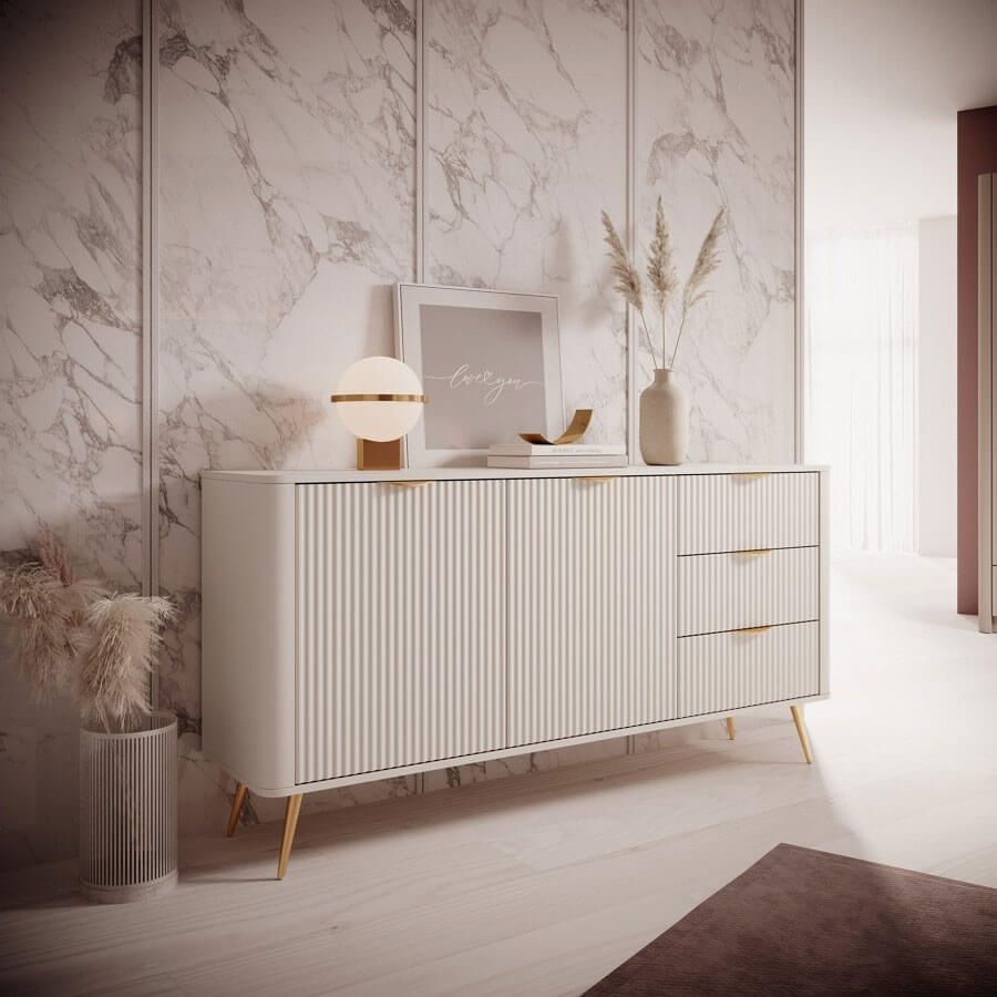 Комод Perfect Home Ланте / Lante 2D3S/163 2-дверный с 3 ящиками золотые ножки бежевый 12376643 фото мебель