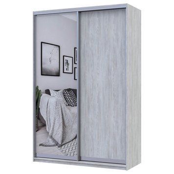 На фото шафа-купе Сіті Лайт Doros (Дорос) 1 ДСП / 1 Дзеркало 150х60х225 см сосна натті