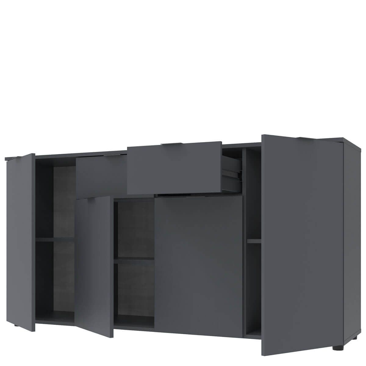 Комод Рон 7 Doros (Дорос) 4 двері 2 шухляди 160х38х81 см графіт 44900236 фото меблі