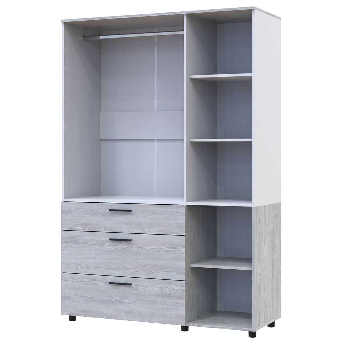 Шкаф для одежды Торн Doros (Дорос) 3 ДСП/3Ш (штанга) 135х51,6х200 см сосна натти / белый 44900509 фото мебель