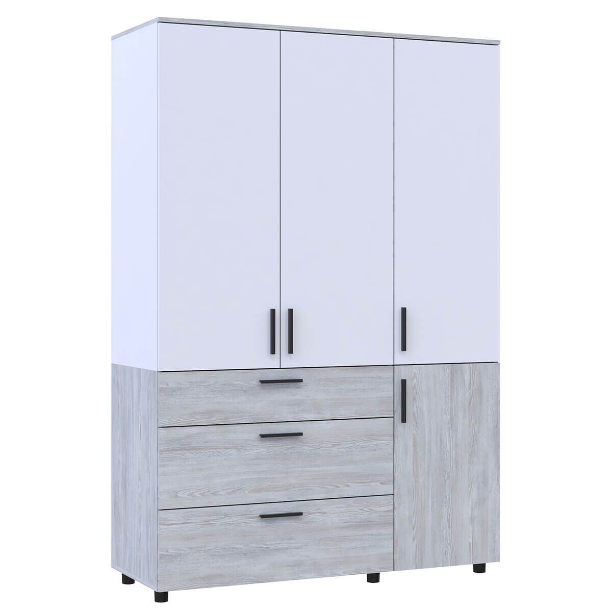 Шкаф для одежды Торн Doros (Дорос) 3 ДСП/3Ш (штанга) 135х51,6х200 см сосна натти / белый 44900509 фото мебель