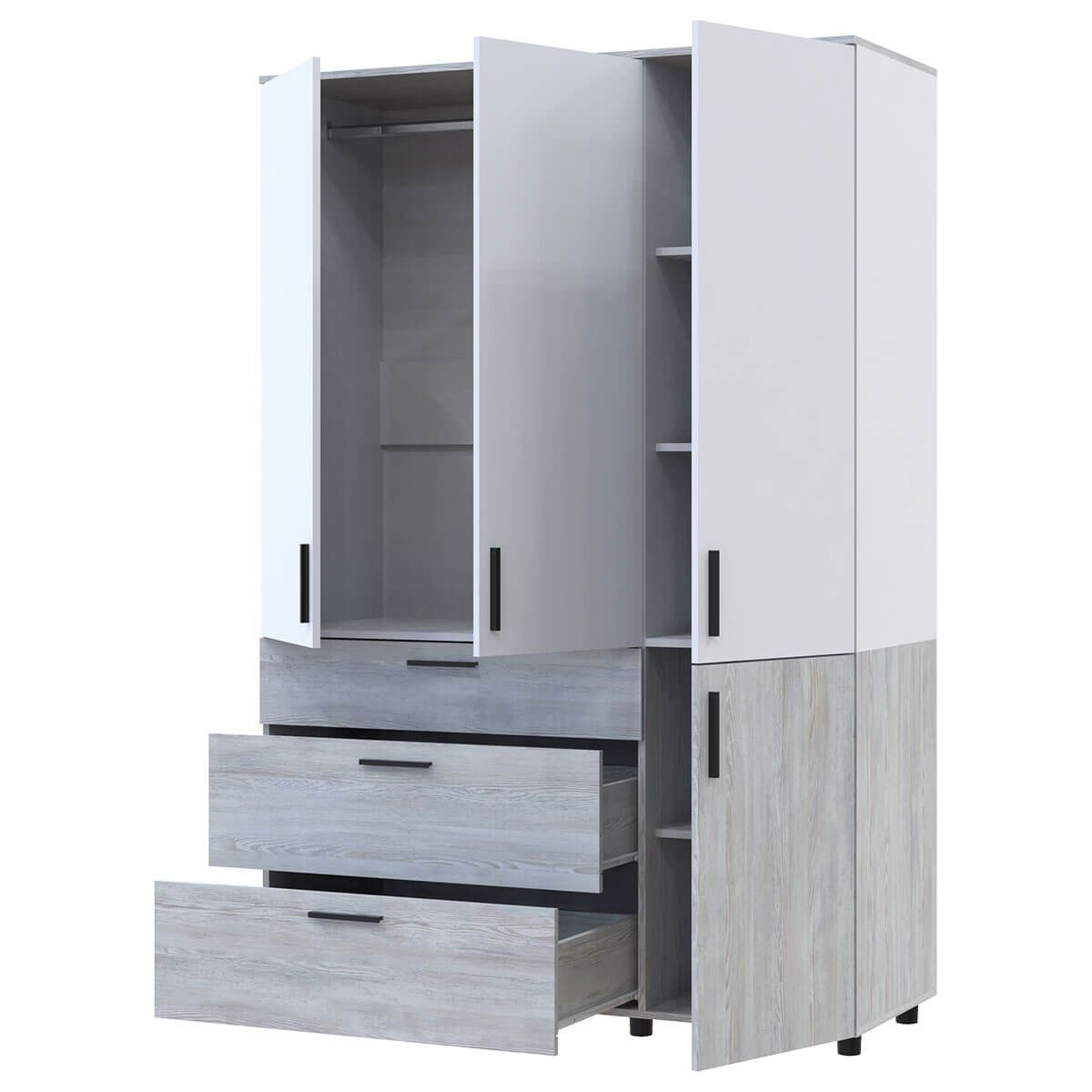 Шкаф для одежды Торн Doros (Дорос) 3 ДСП/3Ш (штанга) 135х51,6х200 см сосна натти / белый 44900509 фото мебель