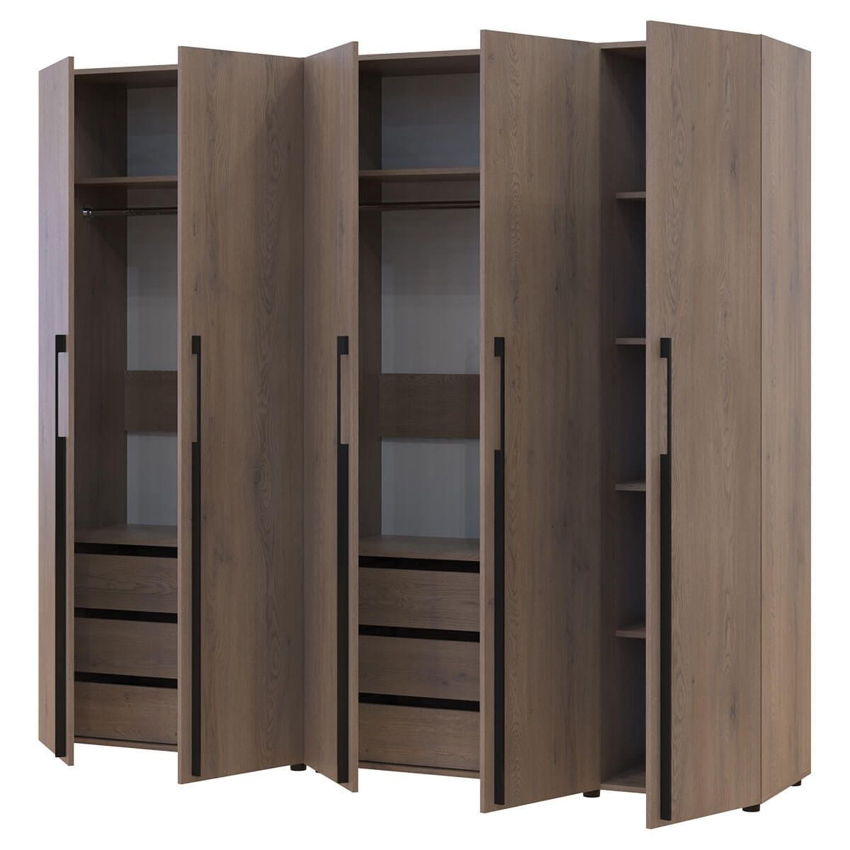 Шафа для одягу з шухлядками Каспер Doros (Дорос) 2+3 ДСП 225х48х204 см кремона канноло 42005549 фото меблі