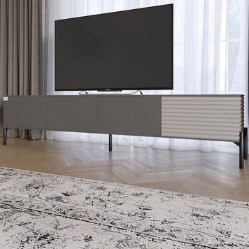 Тумба під телевізор на чорних металевих ніжках LION Грей 204x38x46,5 см дуб артизан / кашемір 18428 фото меблі