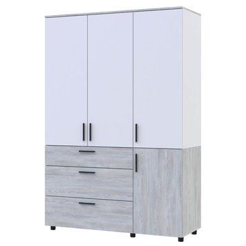 Шкаф для одежды Торн Doros (Дорос) 3 ДСП/3Ш (штанга) 135х51,6х200 см сосна натти / белый 44900509 фото мебель