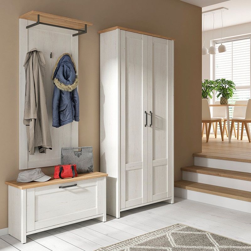 Тумба для обуви SFK1D LOKSA BRW сосна andersen белая / дуб грандсон S455-SFK1D-APW фото мебель