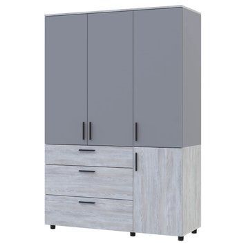 Шкаф для одежды Торн Doros (Дорос) 3 ДСП/3Ш (штанга) 135х51,6х200 см сосна натти / серый  44900513 фото мебель