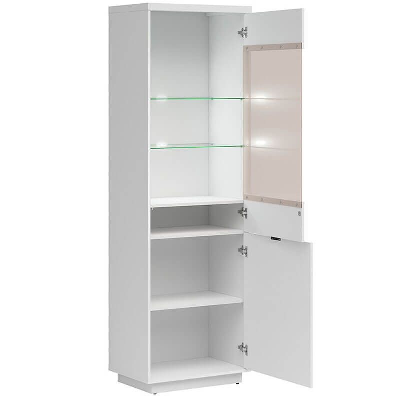 Витрина с подсветкой REG1D1W_LED FORN BRW белый глянец S471-REG1D1W+LED-BIP фото мебель