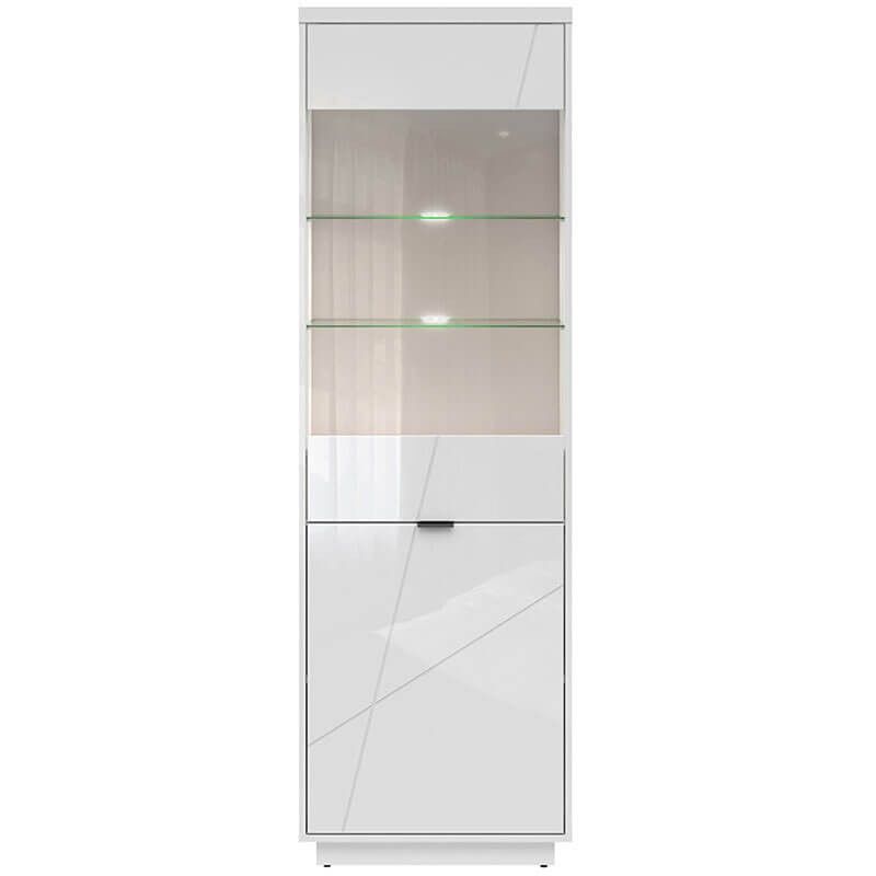 Витрина с подсветкой REG1D1W_LED FORN BRW белый глянец S471-REG1D1W+LED-BIP фото мебель