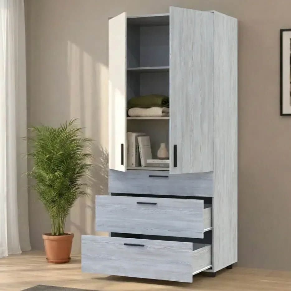 Шкаф распашной Торн Doros (Дорос) 2 ДСП/3Ш (полки) 90х51,6х200 см сосна натти 44900434 фото мебель