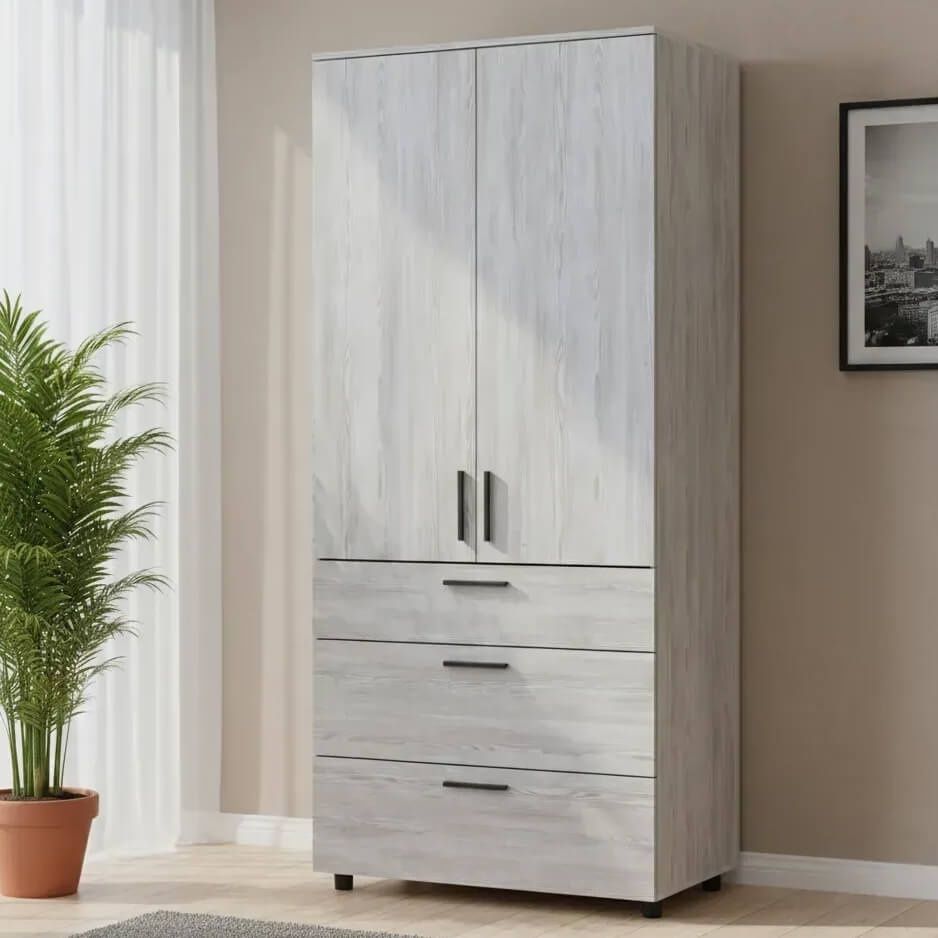 Шкаф распашной Торн Doros (Дорос) 2 ДСП/3Ш (полки) 90х51,6х200 см сосна натти 44900434 фото мебель