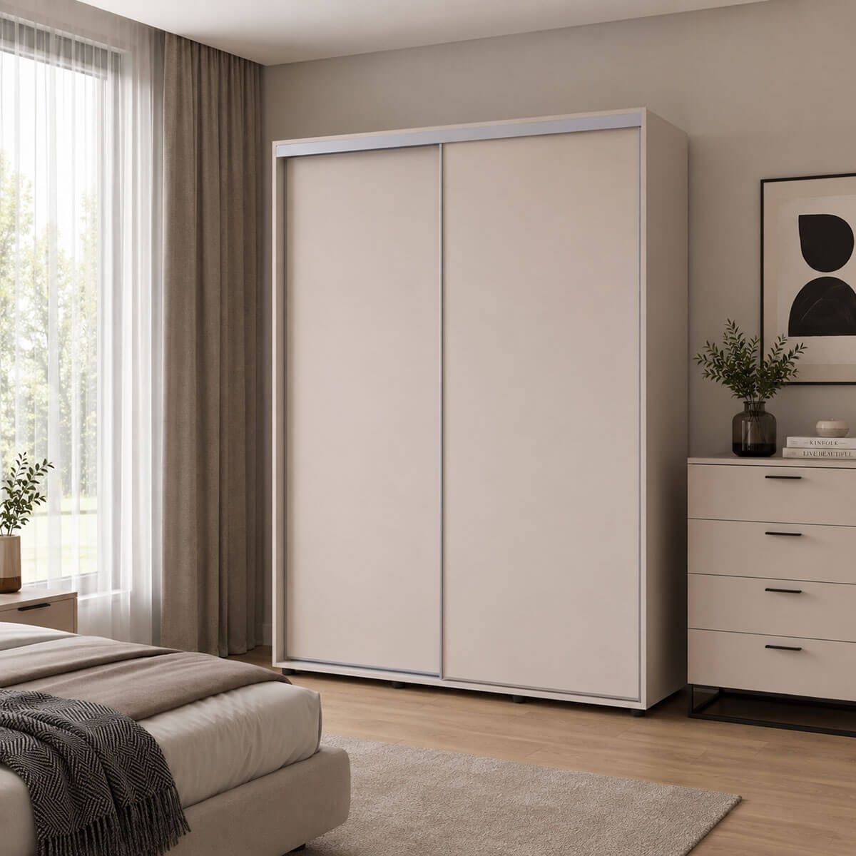 На фото шафа-купе Сігма Слім Doros (Дорос) 2 ДСП 160х45х214,4 см в інтер'єрі