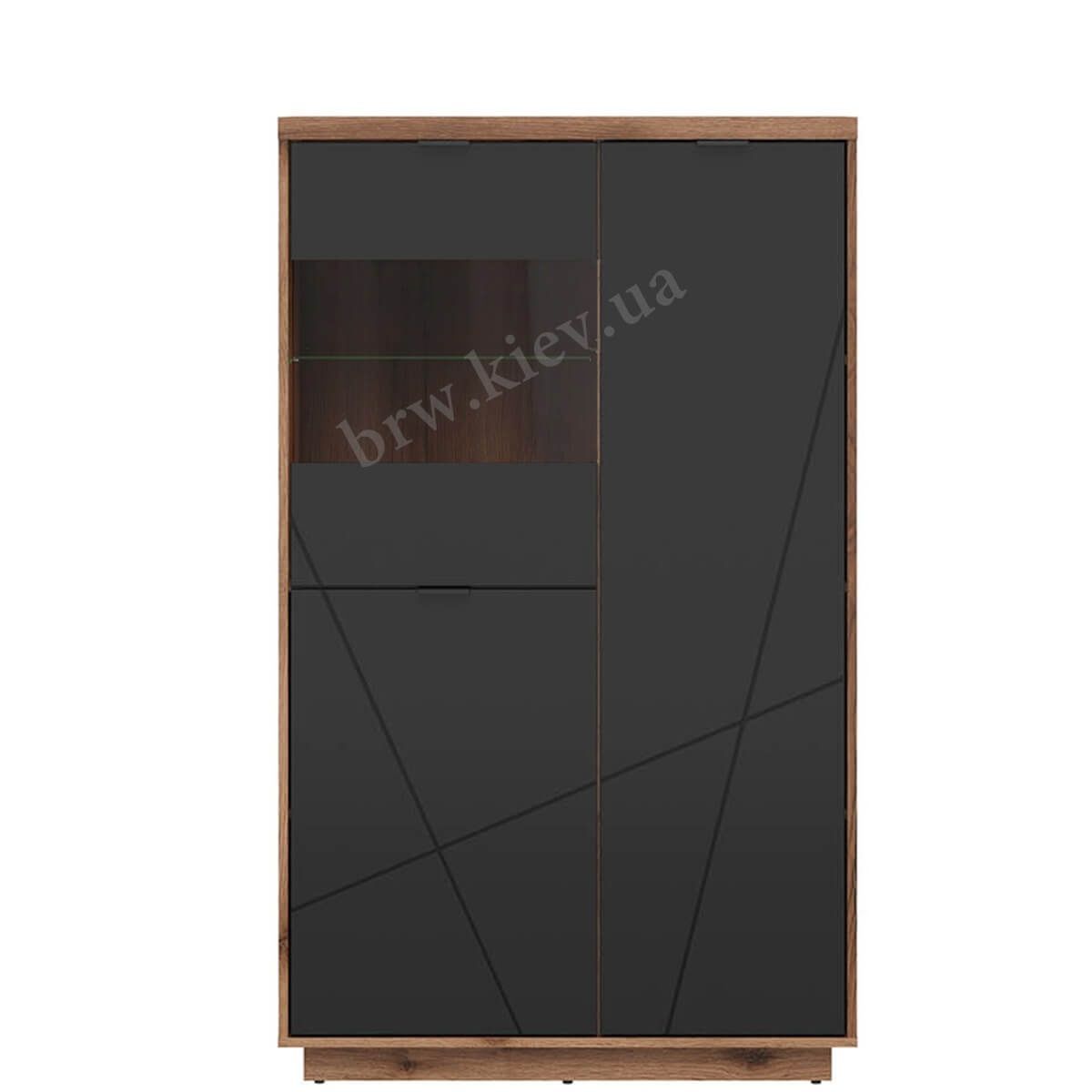 Витрина REG2D1W FORN BRW дуб делано темный / черный S471-REG2D1W-DDC/CAM фото мебель